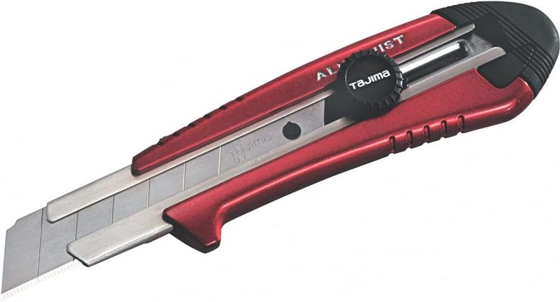 Couteau renforcé en aluminium avec blocage par molette - Rouge - Tajima AC701R