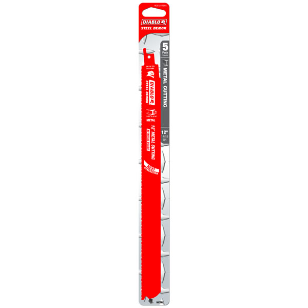 Diablo bi-metal reciprocating blade for medium metal cutting 12'' 5pk