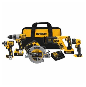 20v max xr 5 tool  (dcd996, dcf887, dcs367 recip, dcs570 circ, dcl040) w/ 2 batteries (5.0ah) and bag
