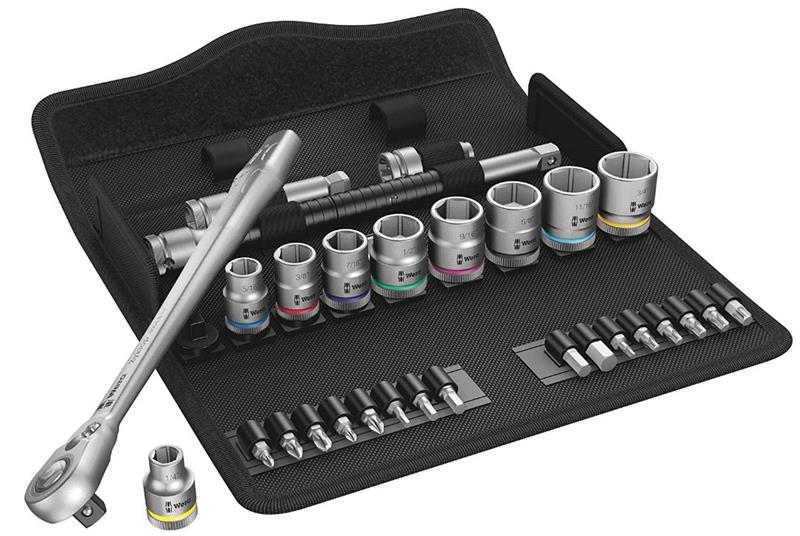 8100 SB 11 Zyklop Metal Ratchet Set with switch lever 3/8 drive imperial 29 piece