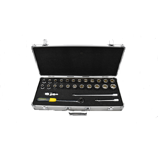 CR6201 27 pieces metric/SAE tools set, 1/2" drive - ALU SELECT