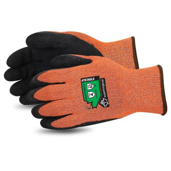 DEXTERITY Gants d'hiver résistants aux coupures avec paume enduite de latex plissé, orange, ANSI A3, L